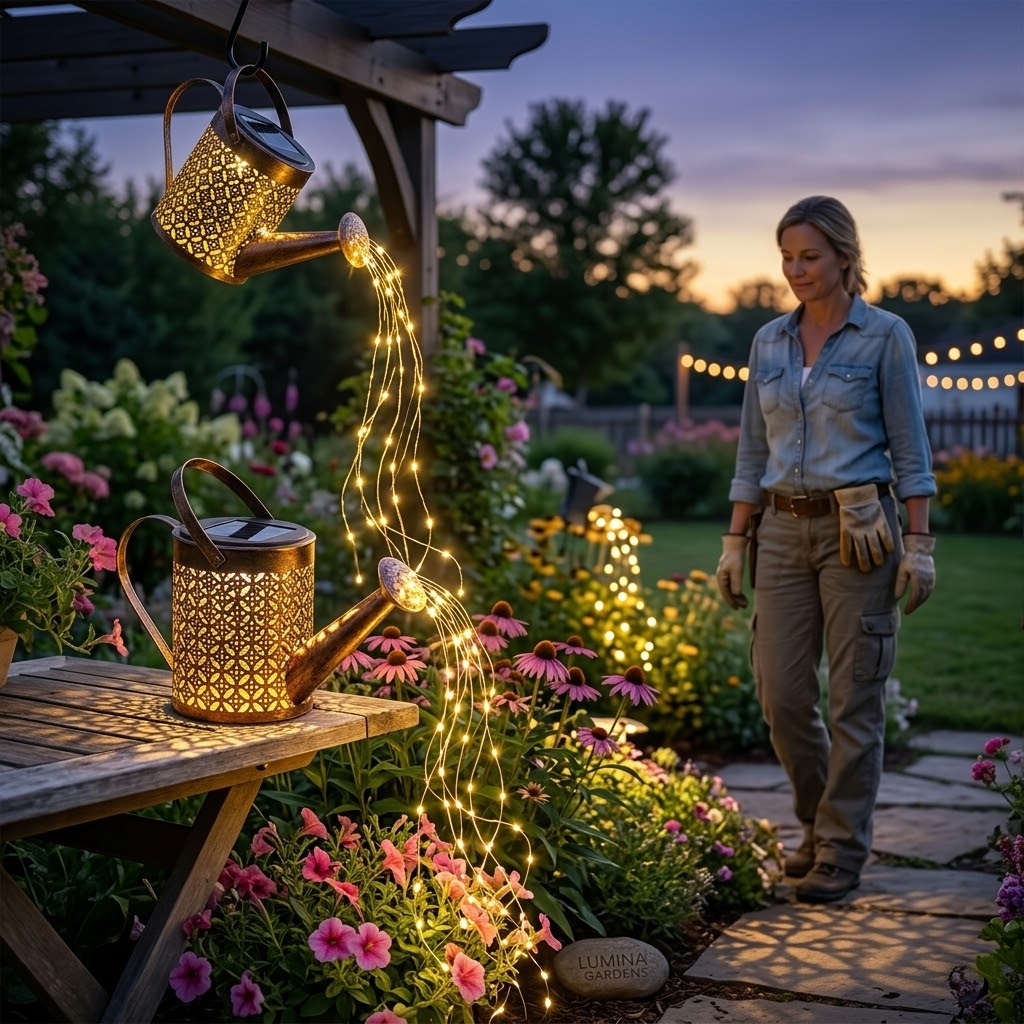 LED Watering Can Solar String Lights (2-Pack)