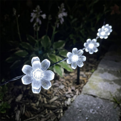 Solar Flower String Lights - Peach Blossom LEDs