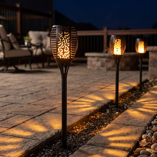 Solar Tiki Torch Lights - Flickering Flames