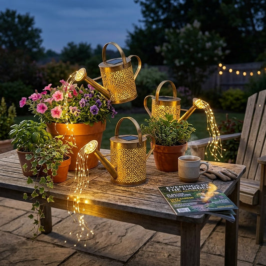 LED Watering Can Solar String Lights (2-Pack)