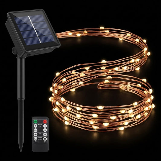 Solar Powered Copper Wire String Lights