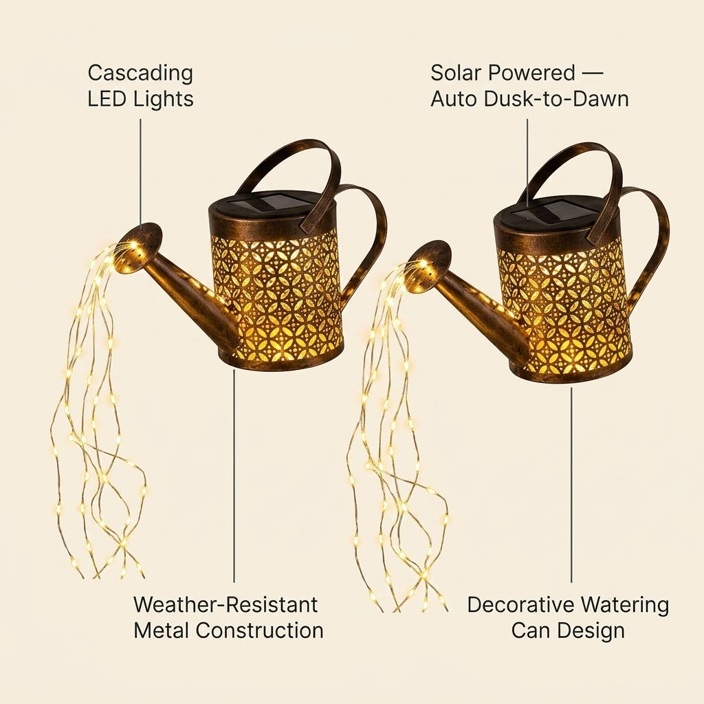 LED Watering Can Solar String Lights (2-Pack)