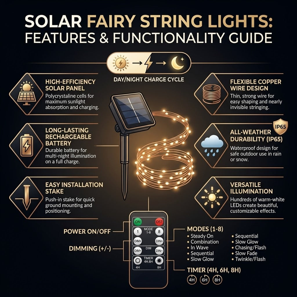 Solar Powered Copper Wire String Lights