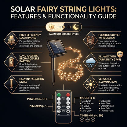 Solar Powered Copper Wire String Lights
