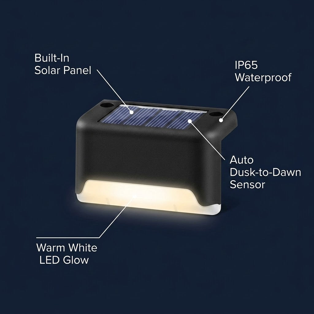 Instant Solar Step Lights - No Wiring, Just Place & Done