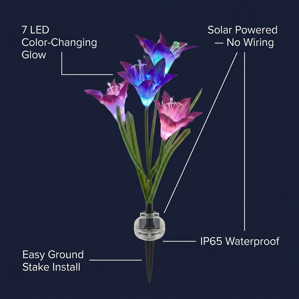 Outdoor Solar Lily Flower Light – Colorful Garden Decor, No Wiring