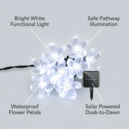 Solar Flower String Lights - Peach Blossom LEDs