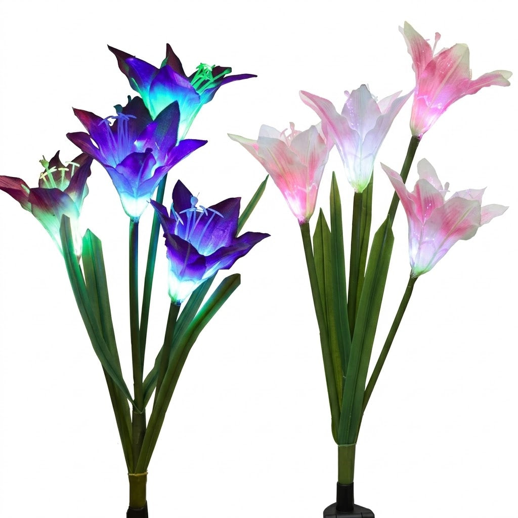 Outdoor Solar Lily Flower Light – Colorful Garden Decor, No Wiring
