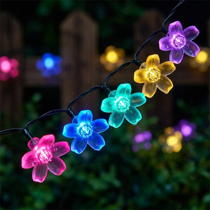 Solar Flower String Lights - Peach Blossom LEDs