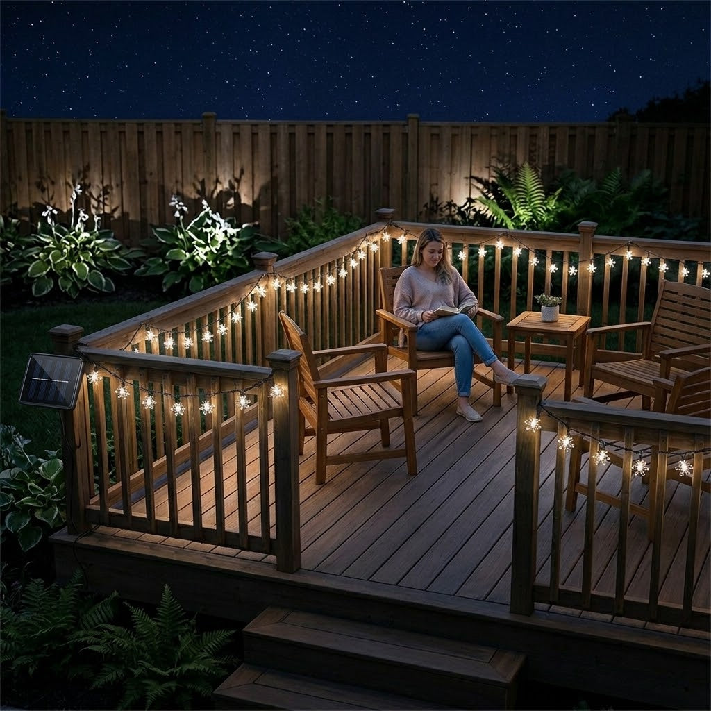 Solar Flower String Lights - Peach Blossom LEDs