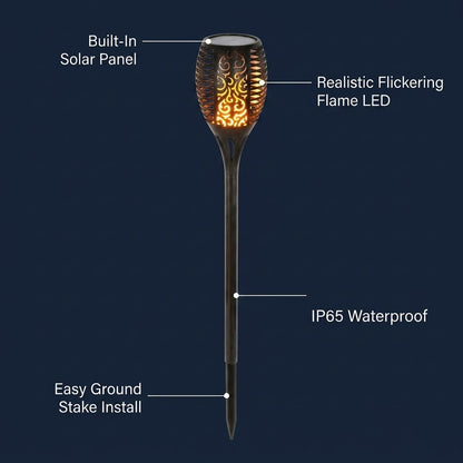Solar Tiki Torch Lights - Flickering Flames
