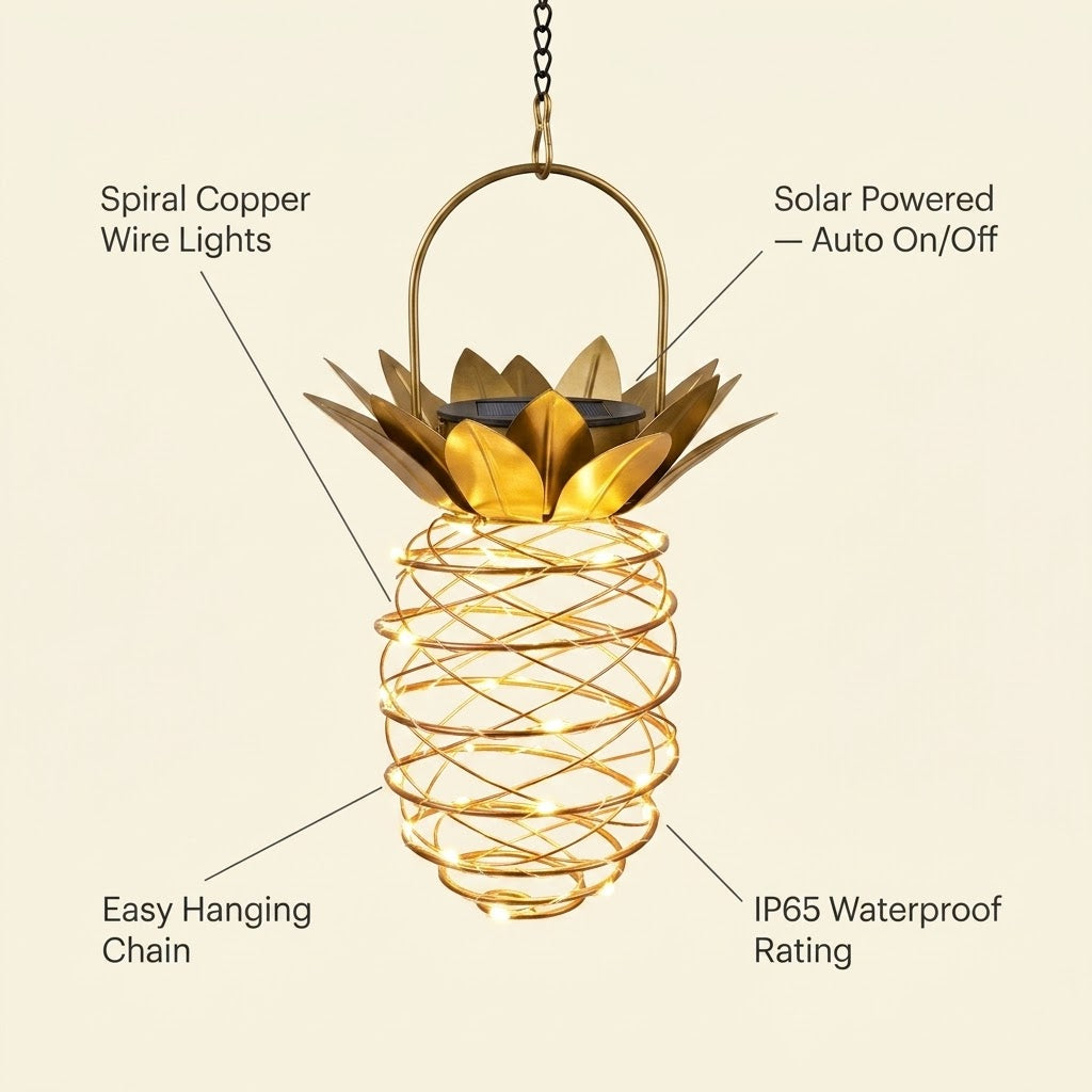 Outdoor Waterproof Garden Pineapple Solar Lights